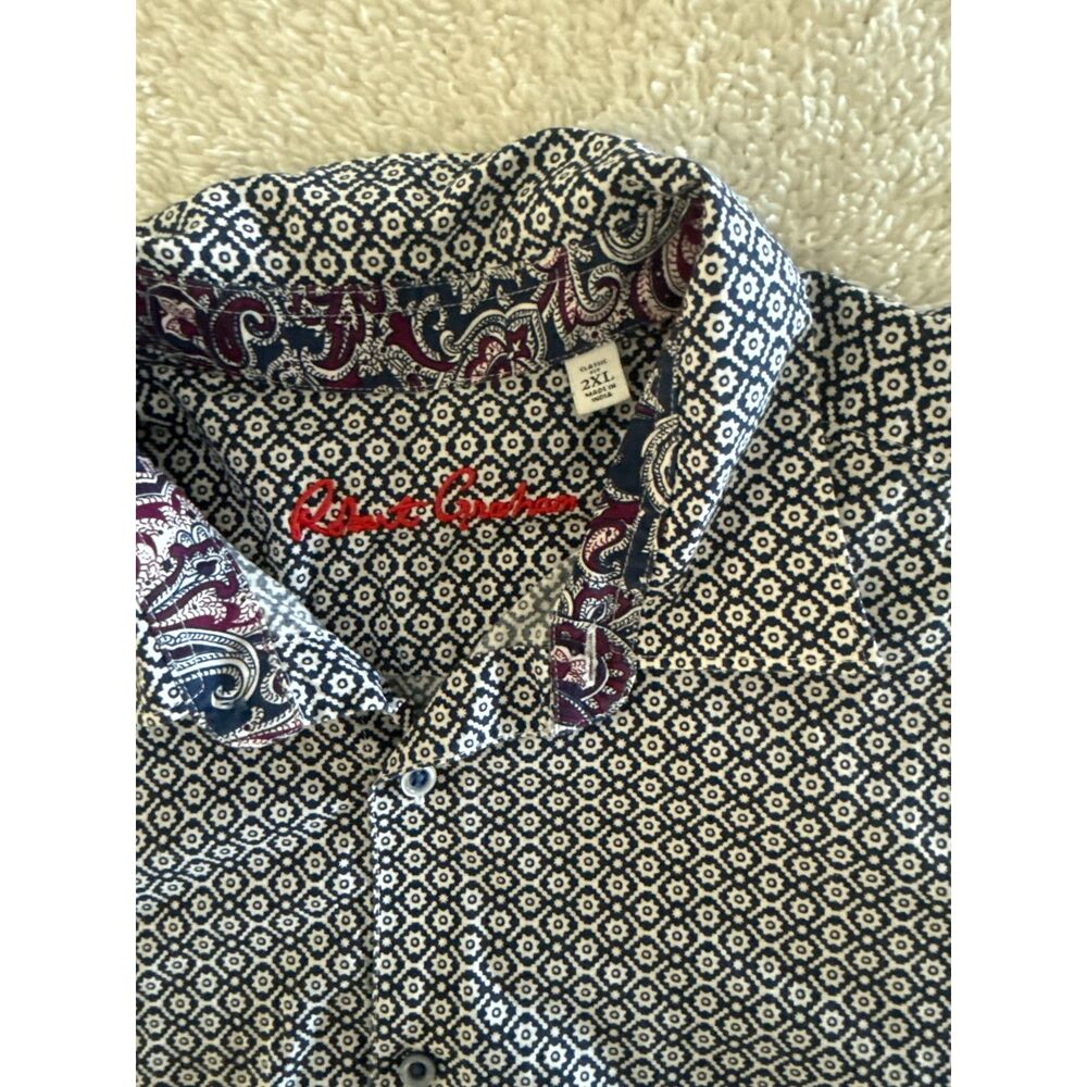 Robert Graham Men’s 2XL Classic Fit Geometric Short Sleeve Button-Up Shirt